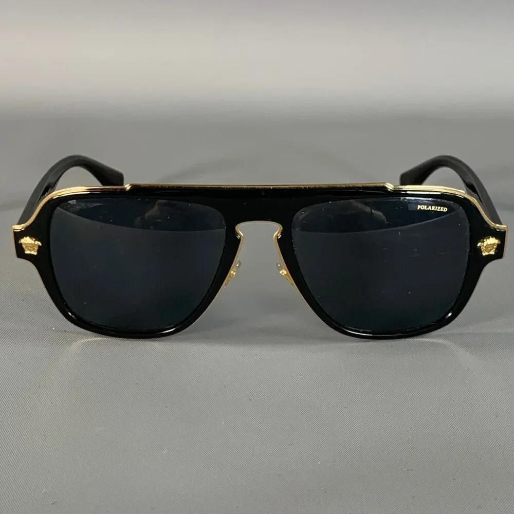 VERSACE Black Gold Solid Sunglasses